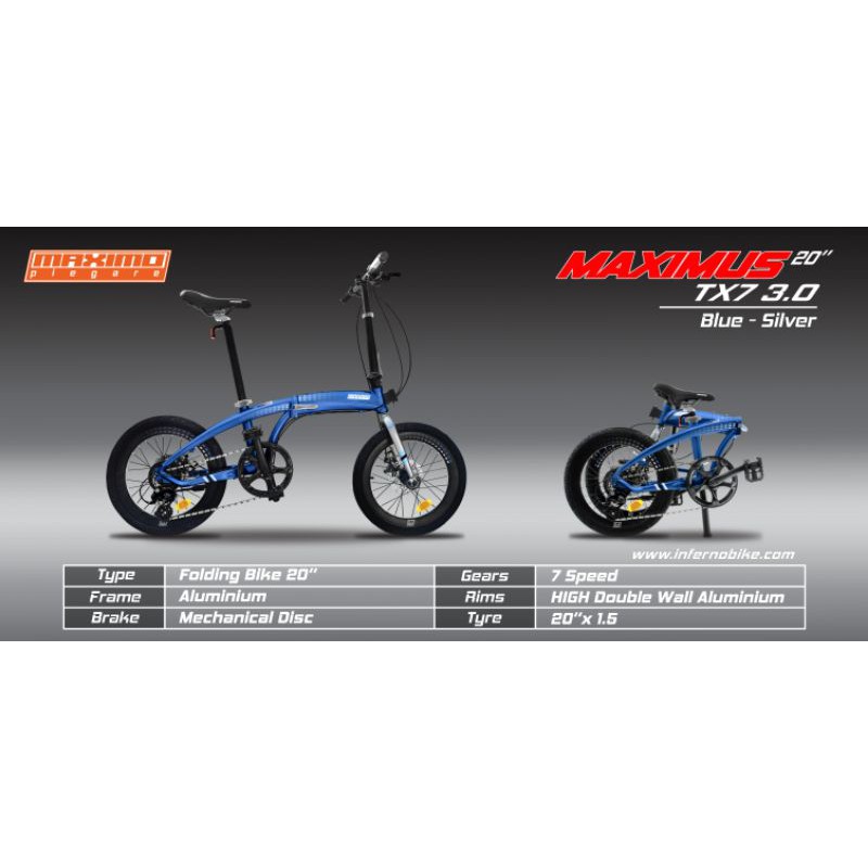 Sepeda Lipat Maximo Piegare 20 inch  cyclo TX7 3.0
