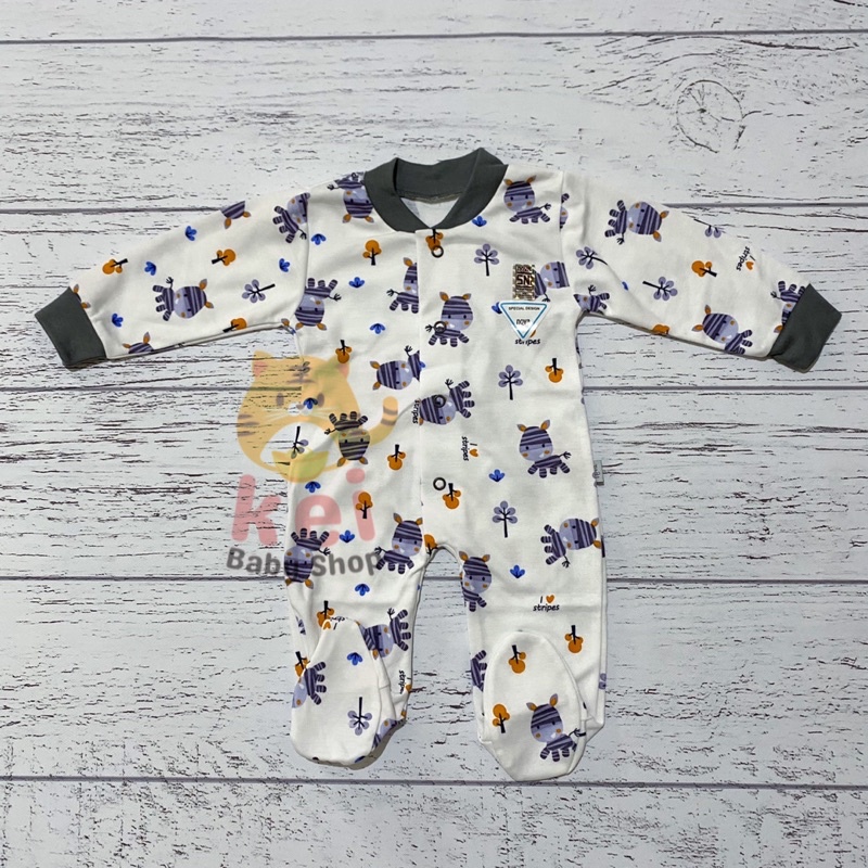 Nova Sleepsuit Bayi Newborn Tutup Kaki Abu - Piyama Bayi Jumper