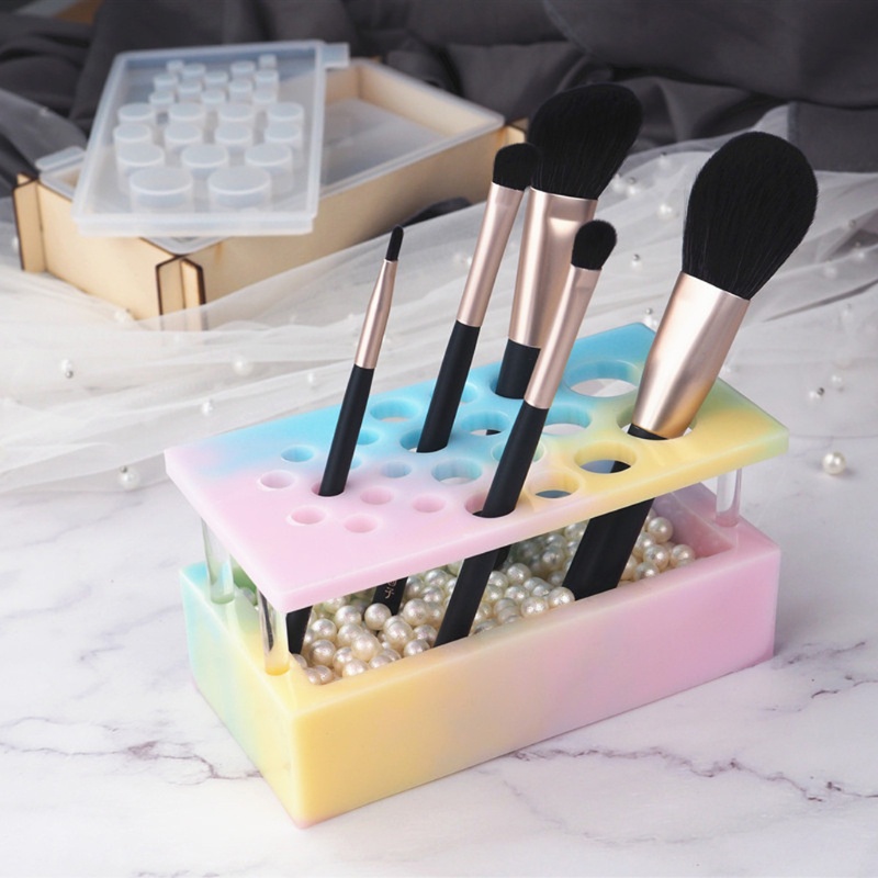 SIY  Handmade Makeup Brush Holder Organizer Resin Mold Cosmetics Brushes Storage Solution Resin Casting Mold Art Crafts Tools