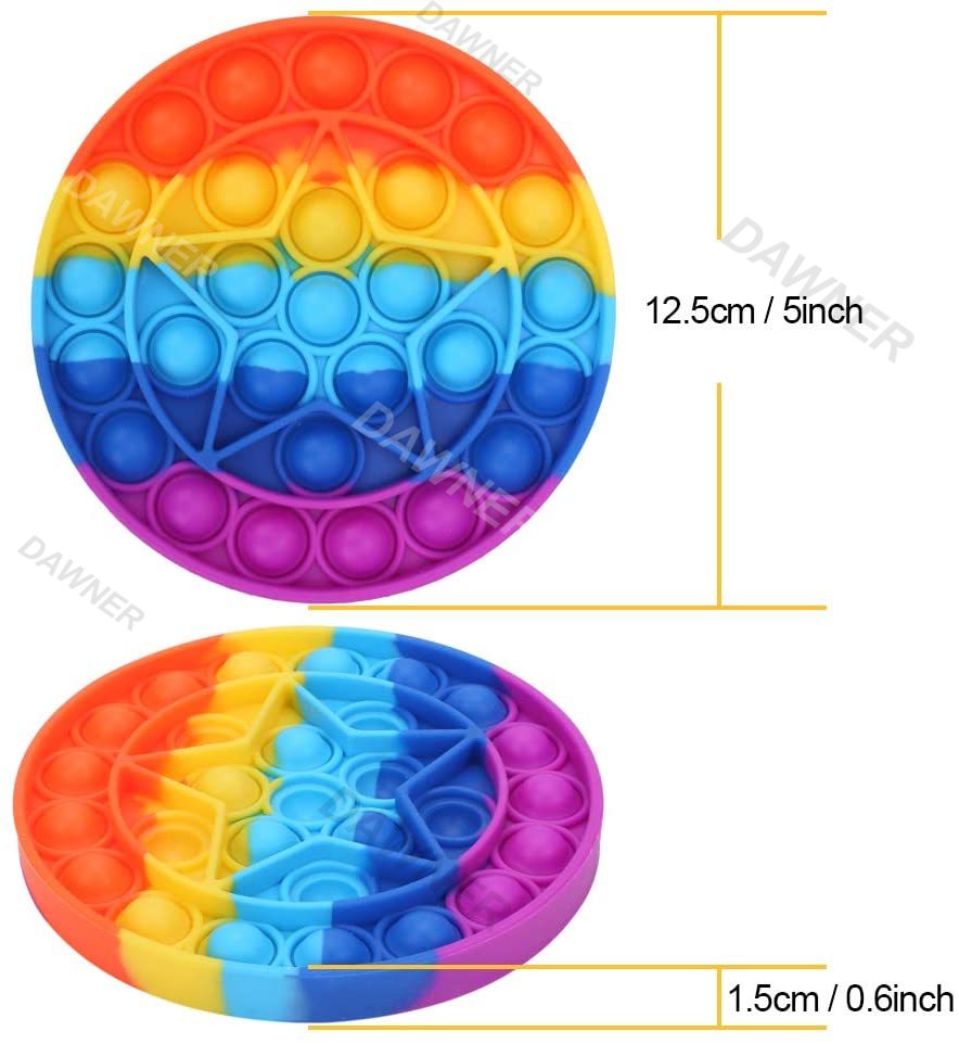 Mainan Board Game Push Bubble Pop It Bentuk Es Krim Pelangi Bahan Silikon Reusable Untuk Anak