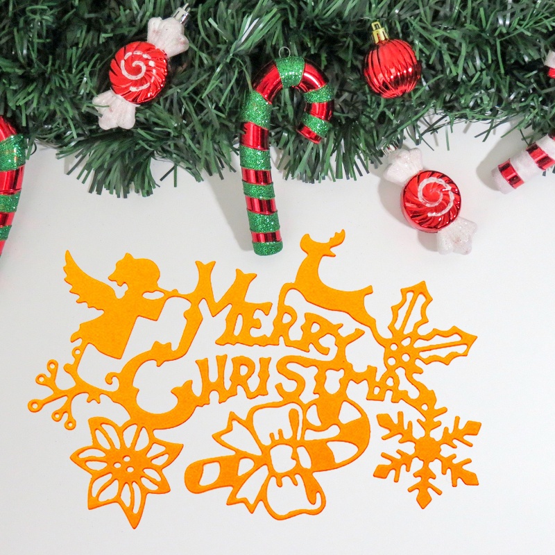 Cutting Dies Bahan Carbon Steel Desain Tulisan Merry Christmas Untuk Scrapbook