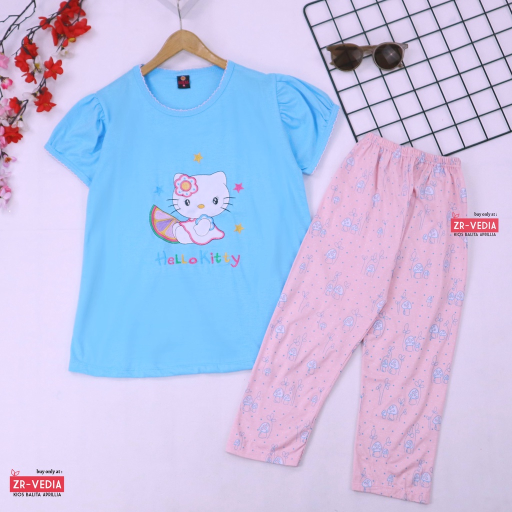 Setelan Olivia uk 2-7 Tahun / Ekspor Quality - Baju Anak Perempuan Kaos Lengan Pendek Celana Panjang kiosbalitaaprilia