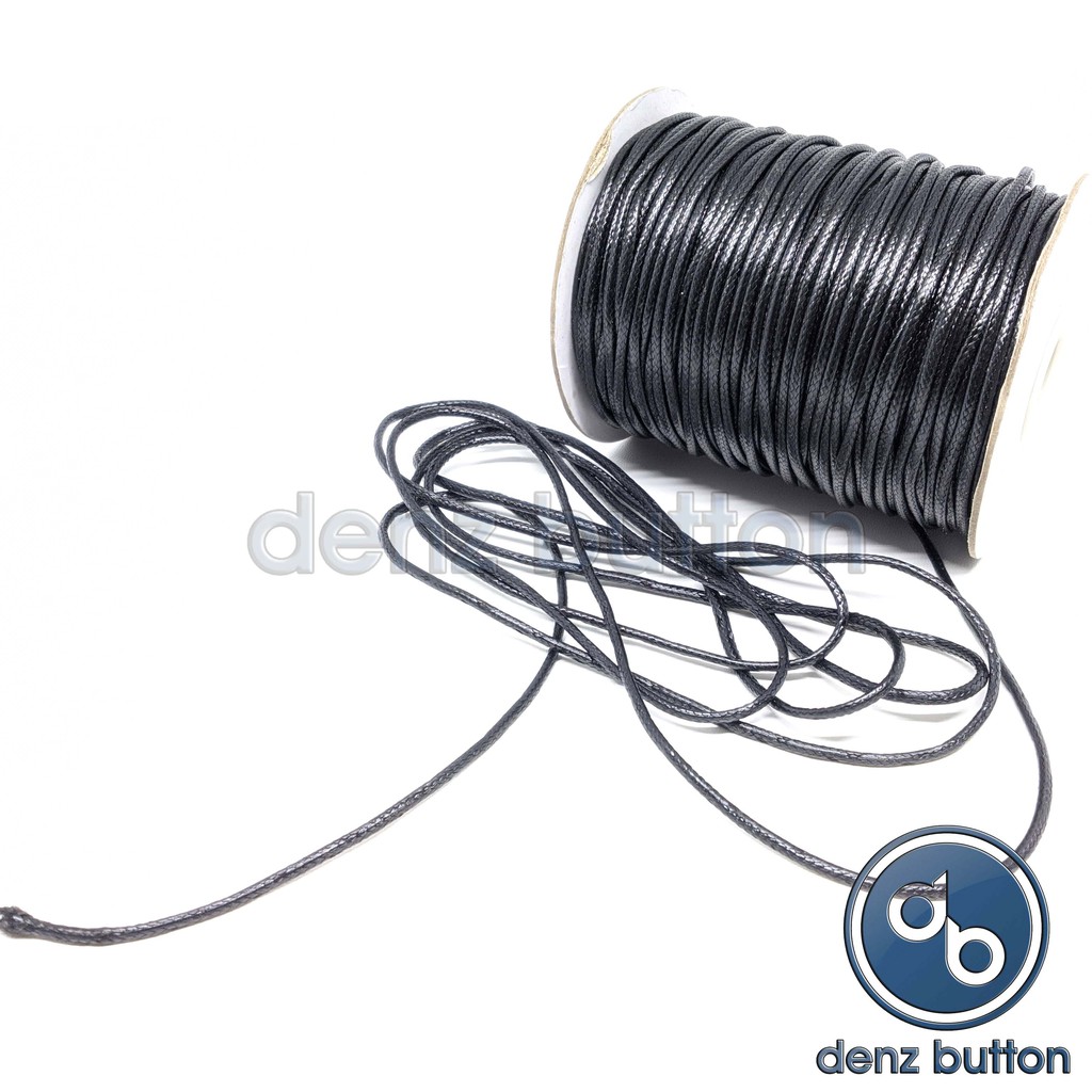 10 METER TALI KOREA IMPORT 1 MM/2.0 MM/3 MM TALI GELANG KALUNG / TALI KULIT SINTETIS HITAM GLOSSY