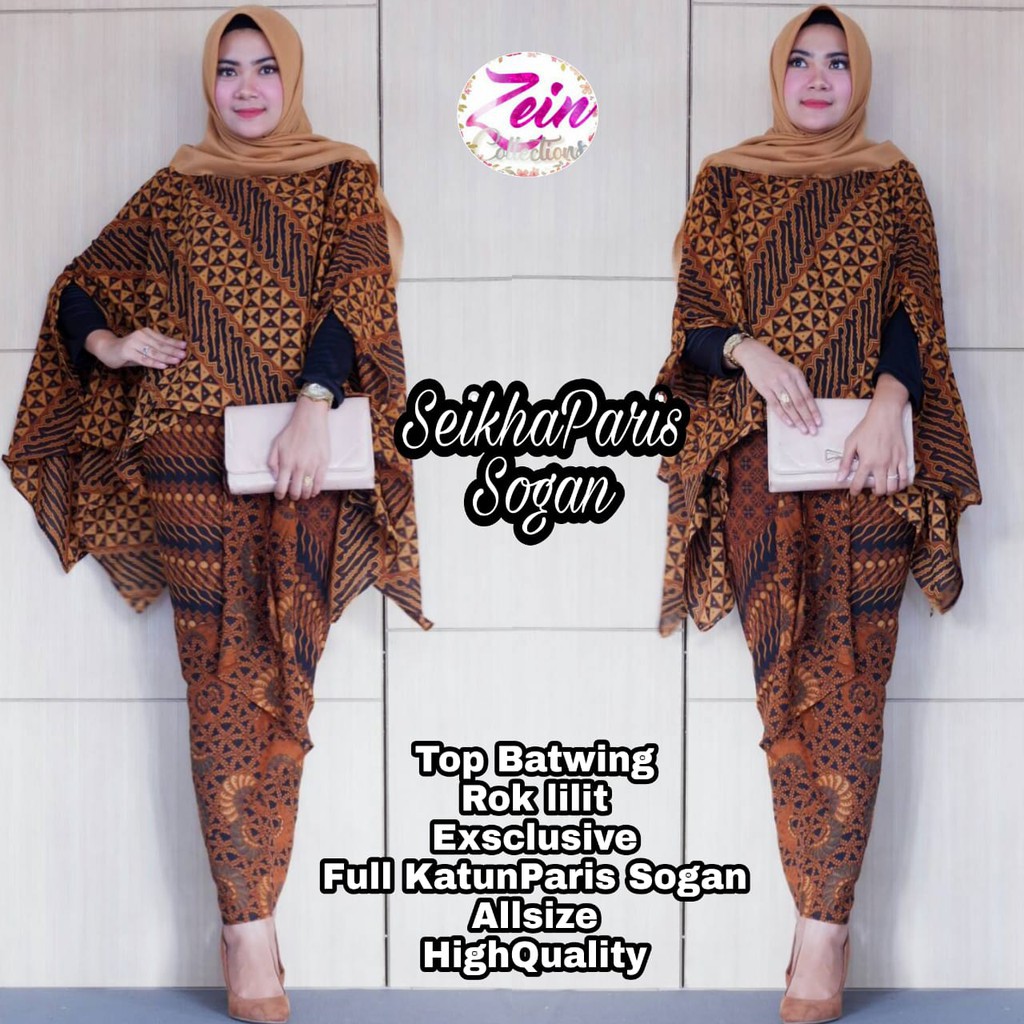 Seikha Paris Sogan Batik Solo Fashion Wanita Rok Lilit  Batik Modern batwing Batik Ori By Zein