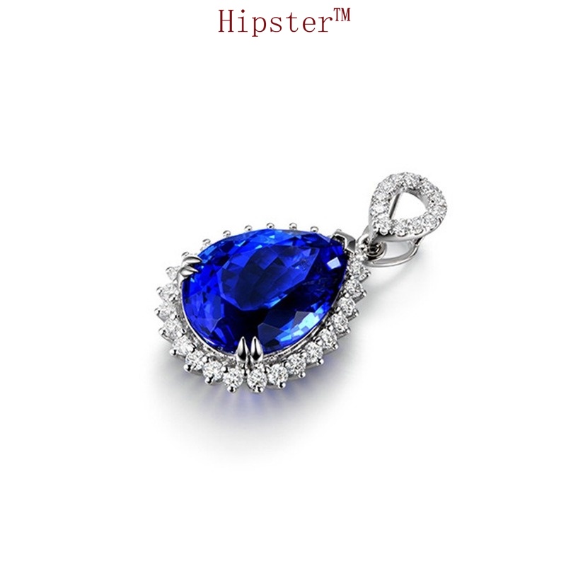 Light Luxury Star Blue Crystal Gem Pendant Diamond-Studded Clavicle Necklace