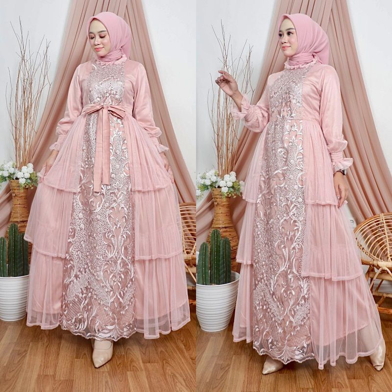 GAMIS CATTALEYA GOWN // BAHAN TULLE BORDIR PREMUIM// ORIGINAL By Pelangi Jaya