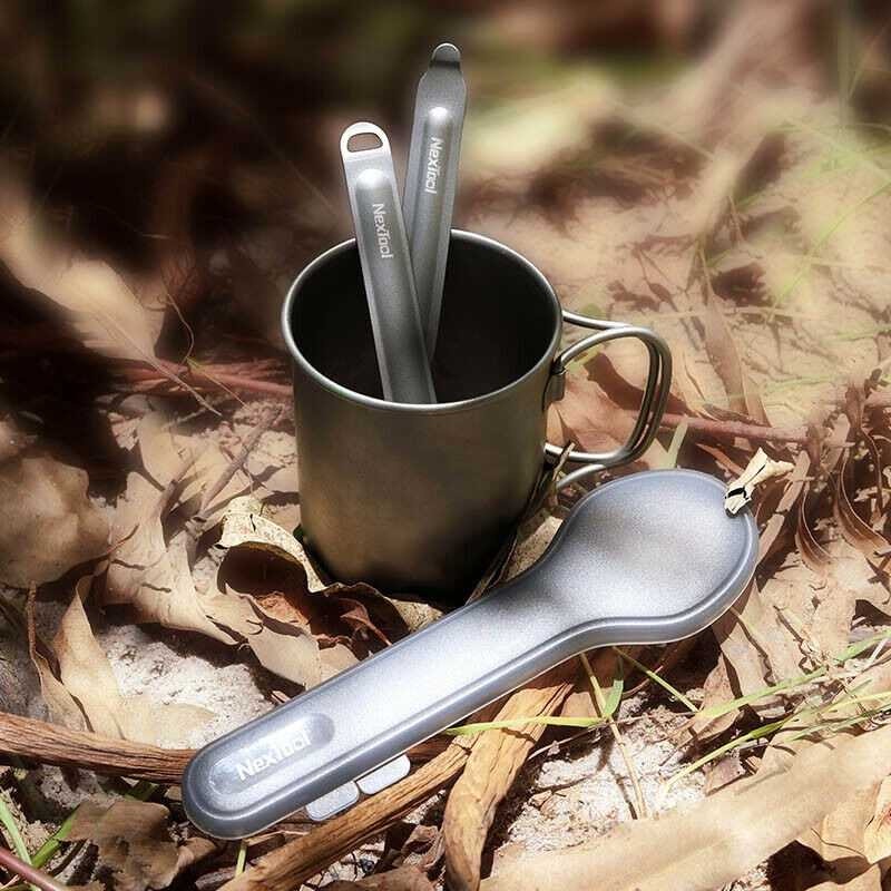 Sendok Garpu Set Camping Survival Tool Separable Portable Titanium