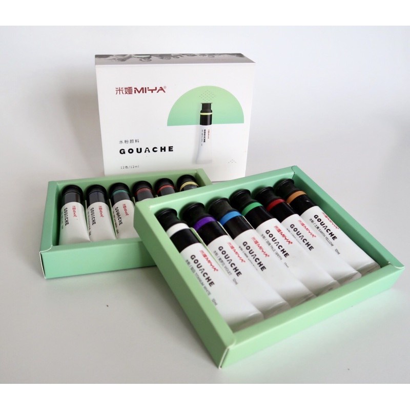 MIYA HIMI Gouache Paint tube 12ml x 12colours (Kemasan Baru)