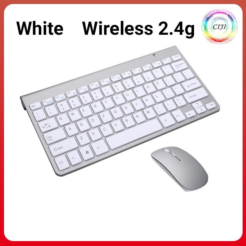 [ COD ] CIJI Paket Keyboard Wireless + Mouse Wireless Silent Desain Ultrathin Elegan-Silver