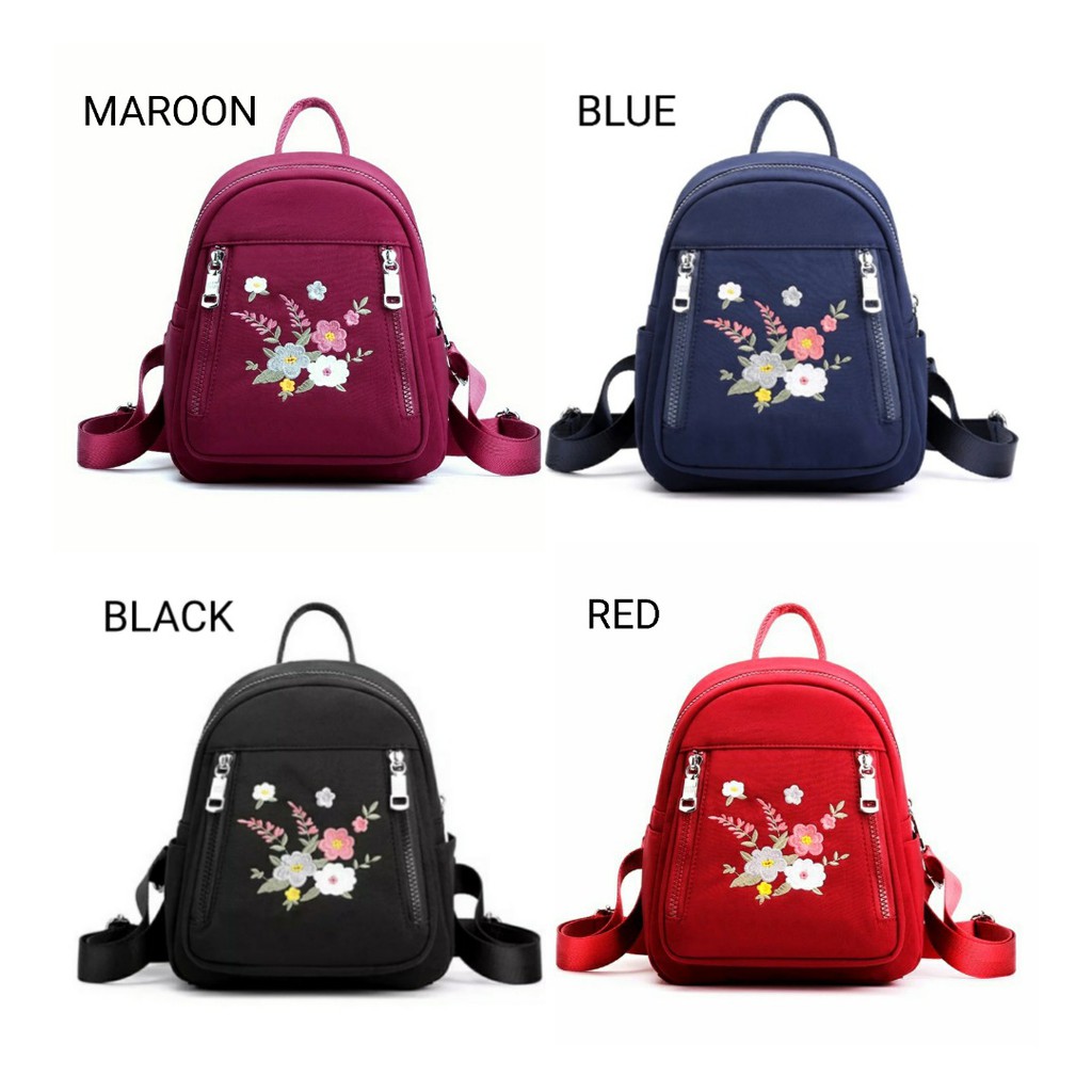 Hot Sale 2020 Fashion Women Backpack Flower Bordir Beautiful Bag Travel Student School Small Casual