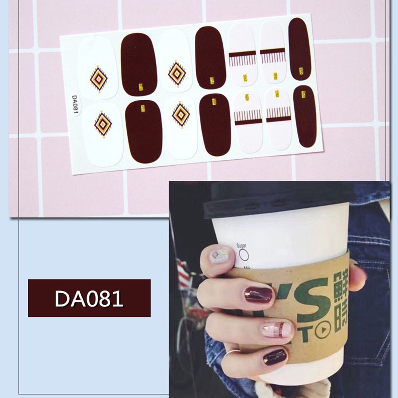 Da081-100 14pcs/lembar Stiker Kuku Palsu 3d Bronzing Untuk Nail Art Diy