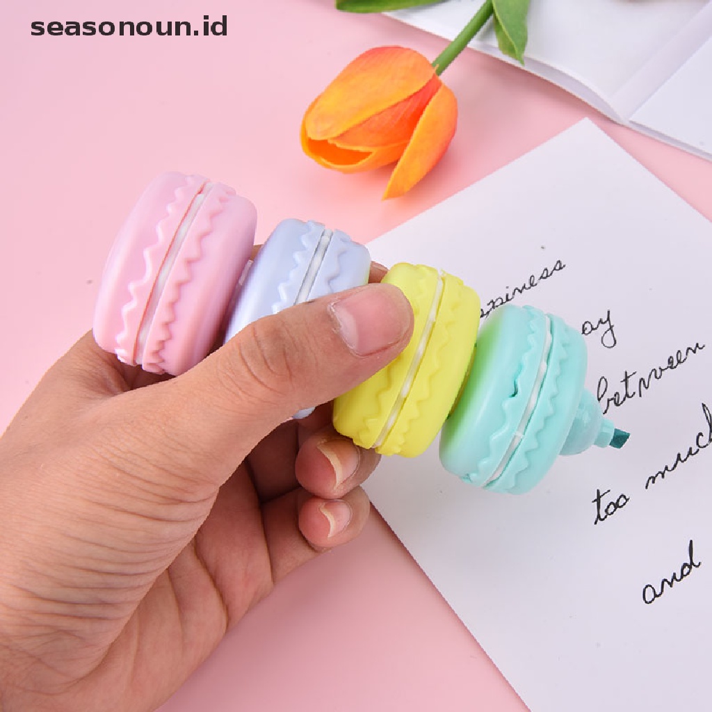 【seasonoun】 6pcs Cookie Highlighter Pen Macaron Fluorescent Color Marker Drawing Paint ID