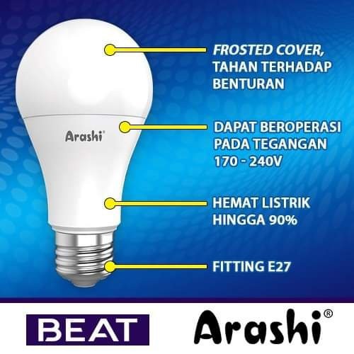 Lampu LED Arashi Beat 20 Watt LED Bulb Putih Murah Terang Bergaransi