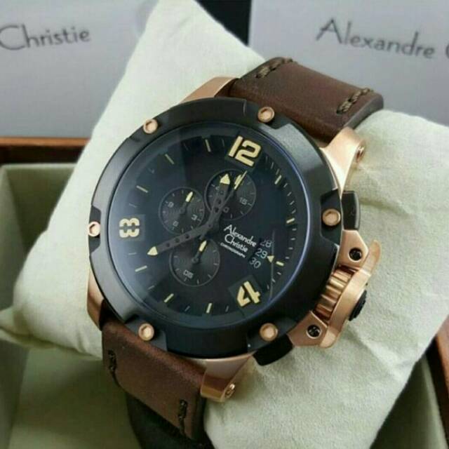 Alexandre Christie AC 6295 MC Leather brown Rosegold Original