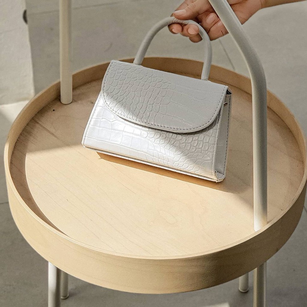 Mizu Bag White / Tas Mini Premium Tas Korea Putih Polos-2