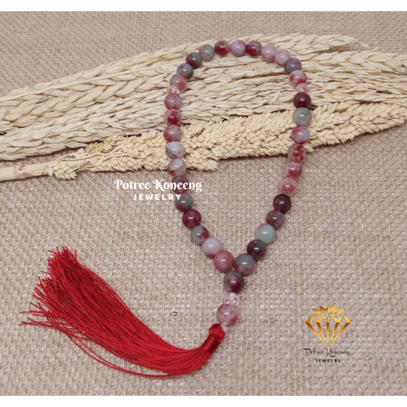 TASBIH BATU NATURAL MERAH DELIMA 33 BUTIR