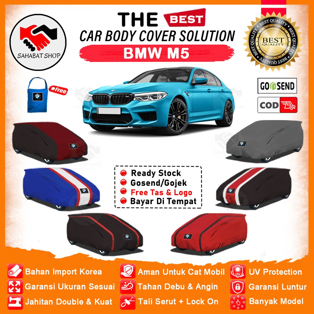 Sahabat Body Cover Mobil BMW M5 / Sarung Penutup BMW M5 Outdoor / Selimut Mantel Jas Pelindung Mantol Kelambu Kerudung Pembungkus Kerodong Terpal Bungkus Tutupan Mobil Sedan BMW M5 Waterproof Anti Air Model Orange