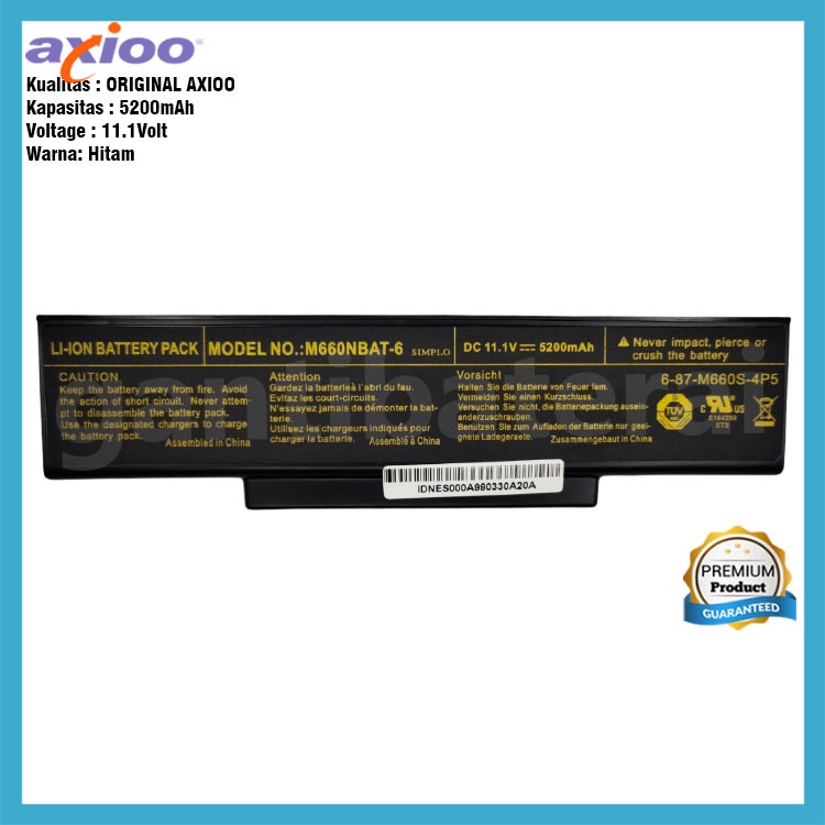 Baterai Axioo MNC M740 M740BAT-3 M740BAT-6 M660NBAT-6 BTY-M66