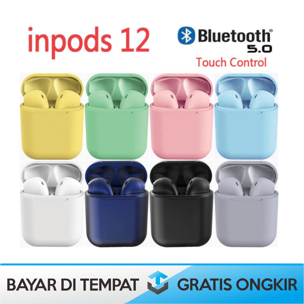 INPODS BLUETOOTH WIRELESS TWS-i12 PRO NIRKABEL TOUCH/ HEADSET EARPHONE EARBUDS HANDSFREE-i12 SENTU