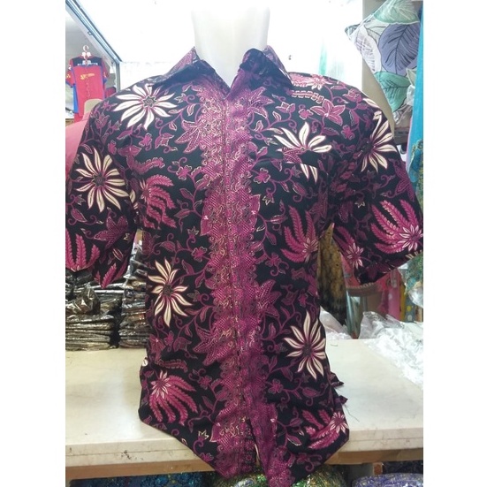 KEMEJA BATIK PRIA / KEMEJA MOTIF BATIK LENGAN PANJANG DAN LENGAN PENDEK MOTIF PISANG PINK