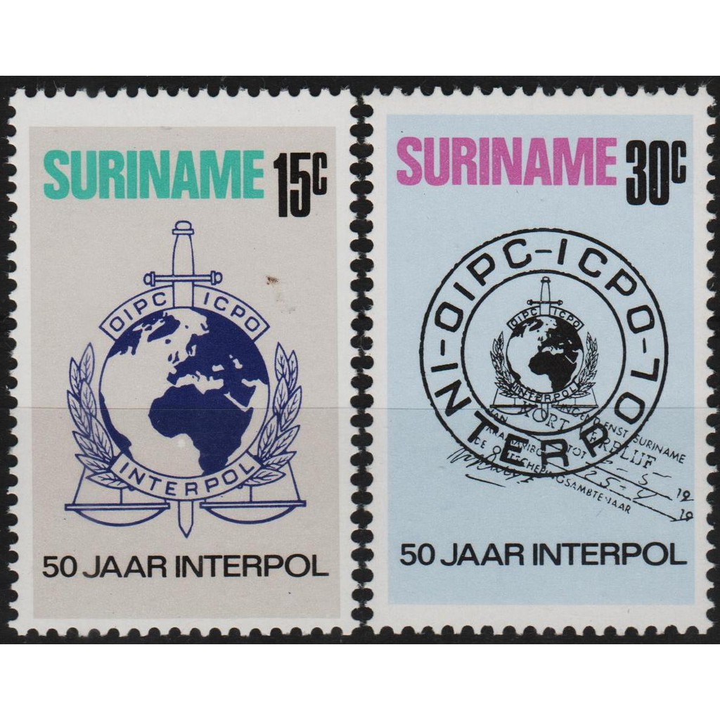 

Perangko Filateli A4-115 suriname MNH 2v 07.11.1973 The 50th Anniversary of international criminal