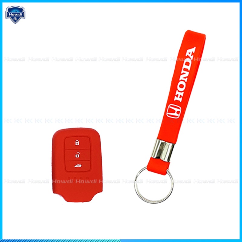 ☆Eksklusif☆Cover Kunci Mobil Keyless Bahan Silikon Dengan Logo Gantungan Kunci Untuk Honda City Accord CRV