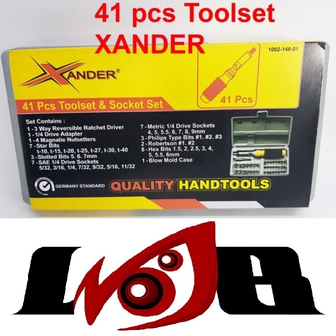 Kunci Sok Set 41 pcs Xander Original Socket Shok Wrench Shock