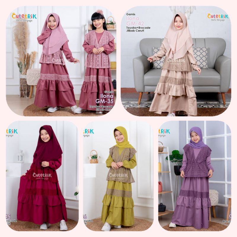 *READY TERBARU (3-15th/remaja) Set gamis outer bolero brukat anak by Cutetrik