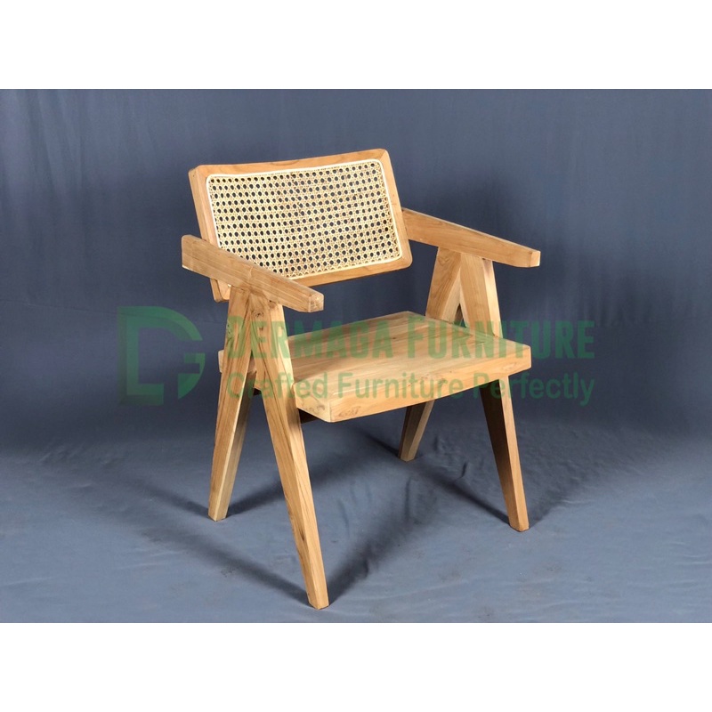 KURSI KAKI A SANDARAN ROTAN KAYU JATI KURSI TAMU KURSI DEKORASI TERMURAH