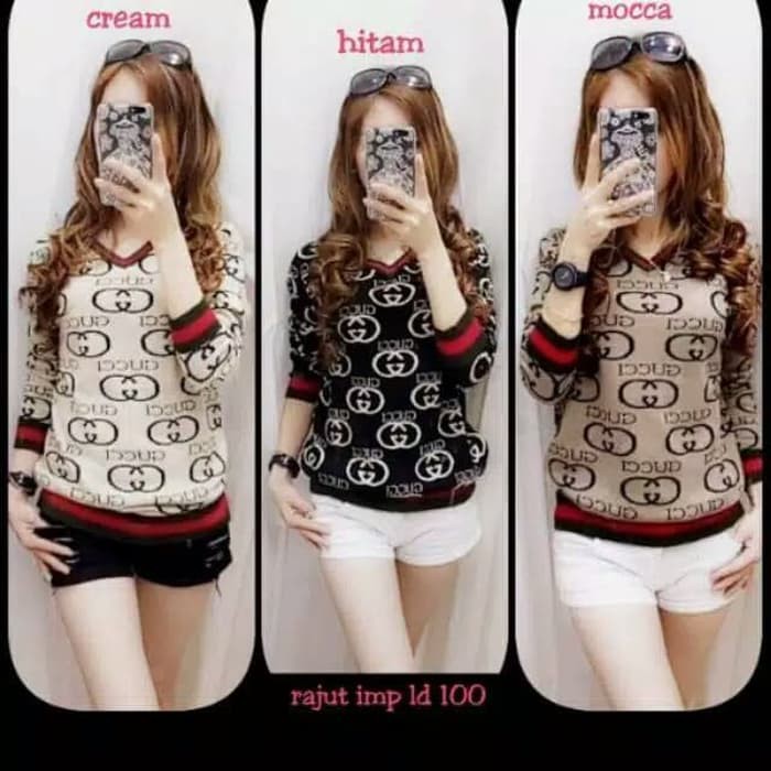 promo BAJU ATASAN SWEATER RAJUT GUCCI 708 IMPORT / BAJU MUSLIM WANITA Murah