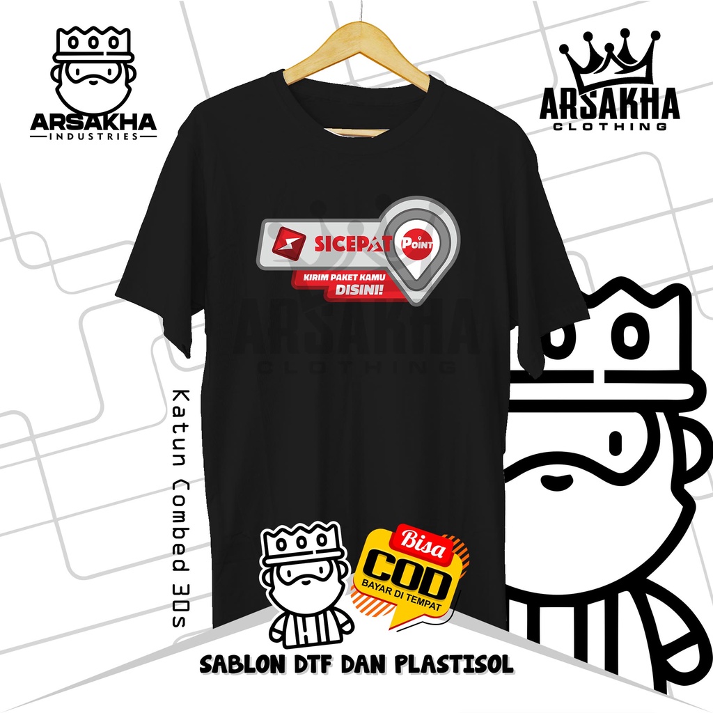 Kaos Sicepat Point Perusahaan  Baju Distro Katun Combed 30s by Arsakha Clothing