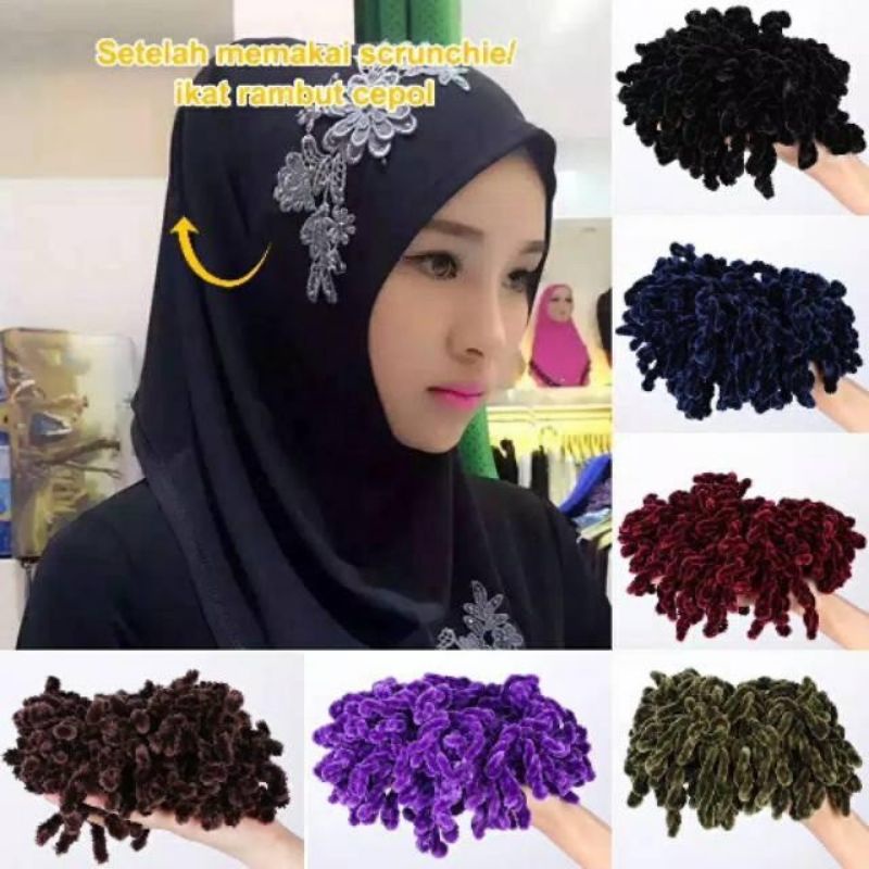 [COD] Ikat Rambut Ubur Ubur Jumbo Kunciran Rambut Ubur Ubur 100 Juntai Cepol Rambut Hijab Jumbo