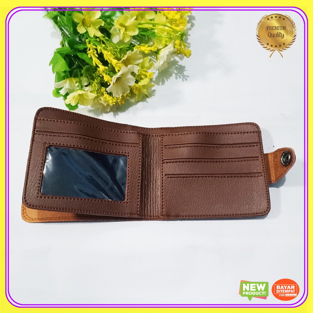 dompet pendek pria kancing original bahan sintetik terbaru premium berkualitas