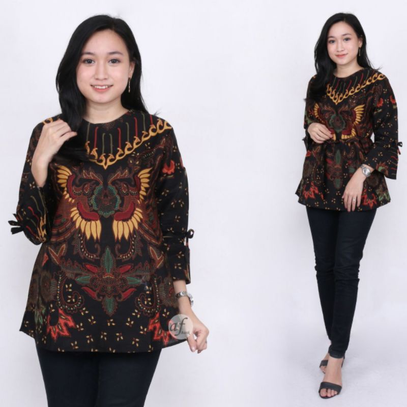ATASAN BATIK WANITA M L XL XXL-Blus kupu sogan