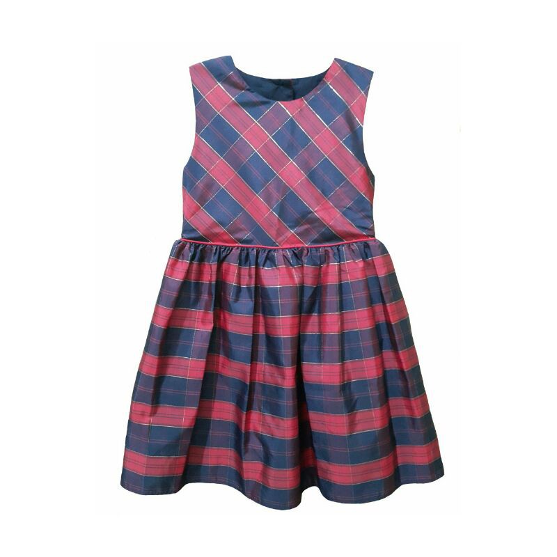 Prom Dress Pesta Checkered Red Navy Original