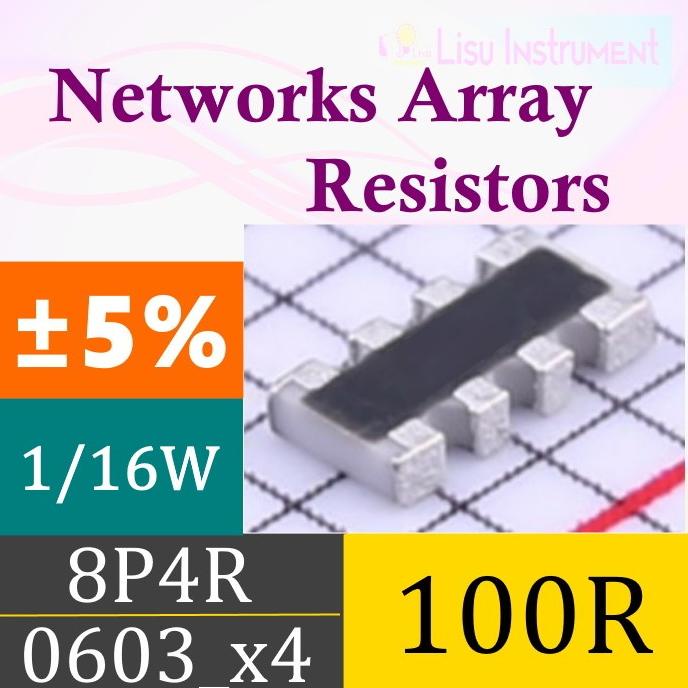 Network Resistor Array 100R 100 Ohm 5% 101 SMD SMT 0603_x4 lisuin90 Murah