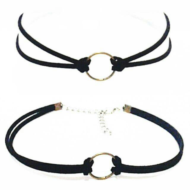 Bronze O-Ring Black Suede Choker Necklace | Kalung Handmade Premium Collection