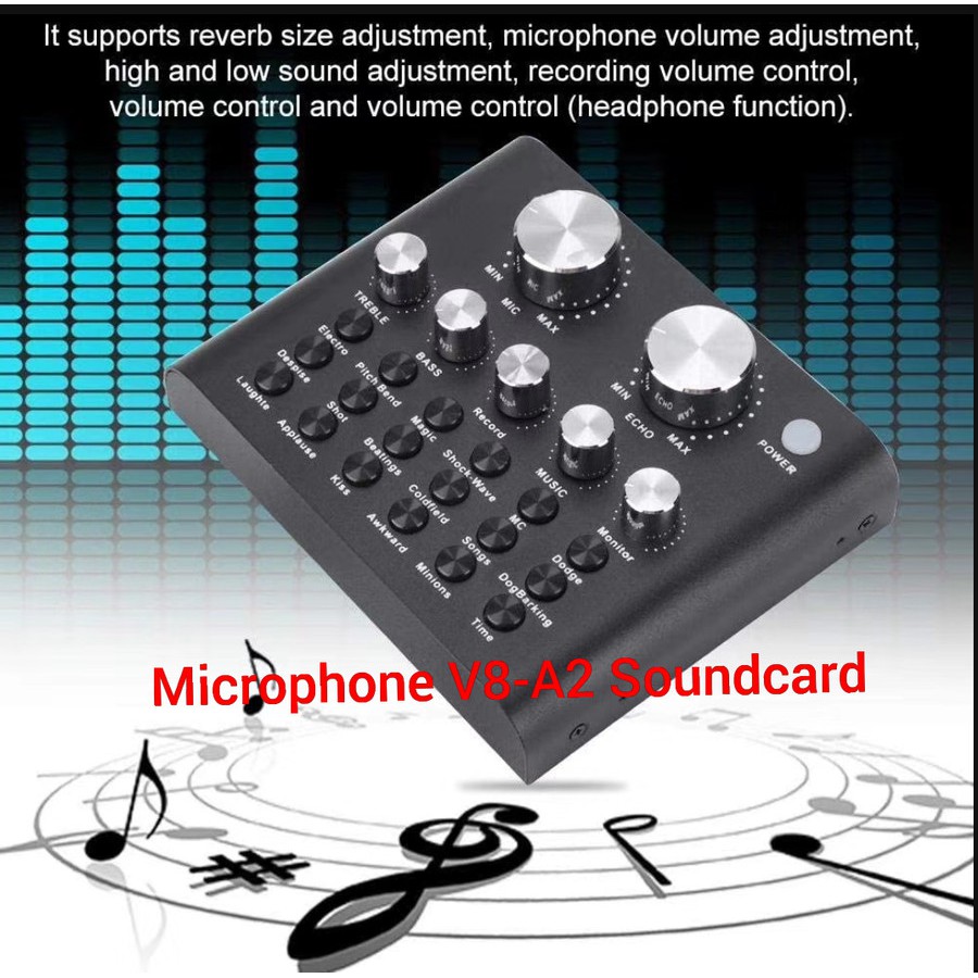 V80 Soundcard  Bluetooth Audio Handphone Komputer Live Wired condenser Micropho  Soundcard ini memiliki batte