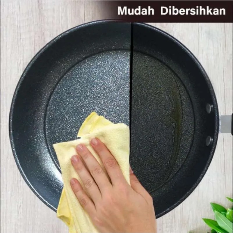 GM Frypan Set Panci Marble TEBAL 2pcs 1088 - Wajan Marble Tahan Gores Tidak Lengket Food Grade