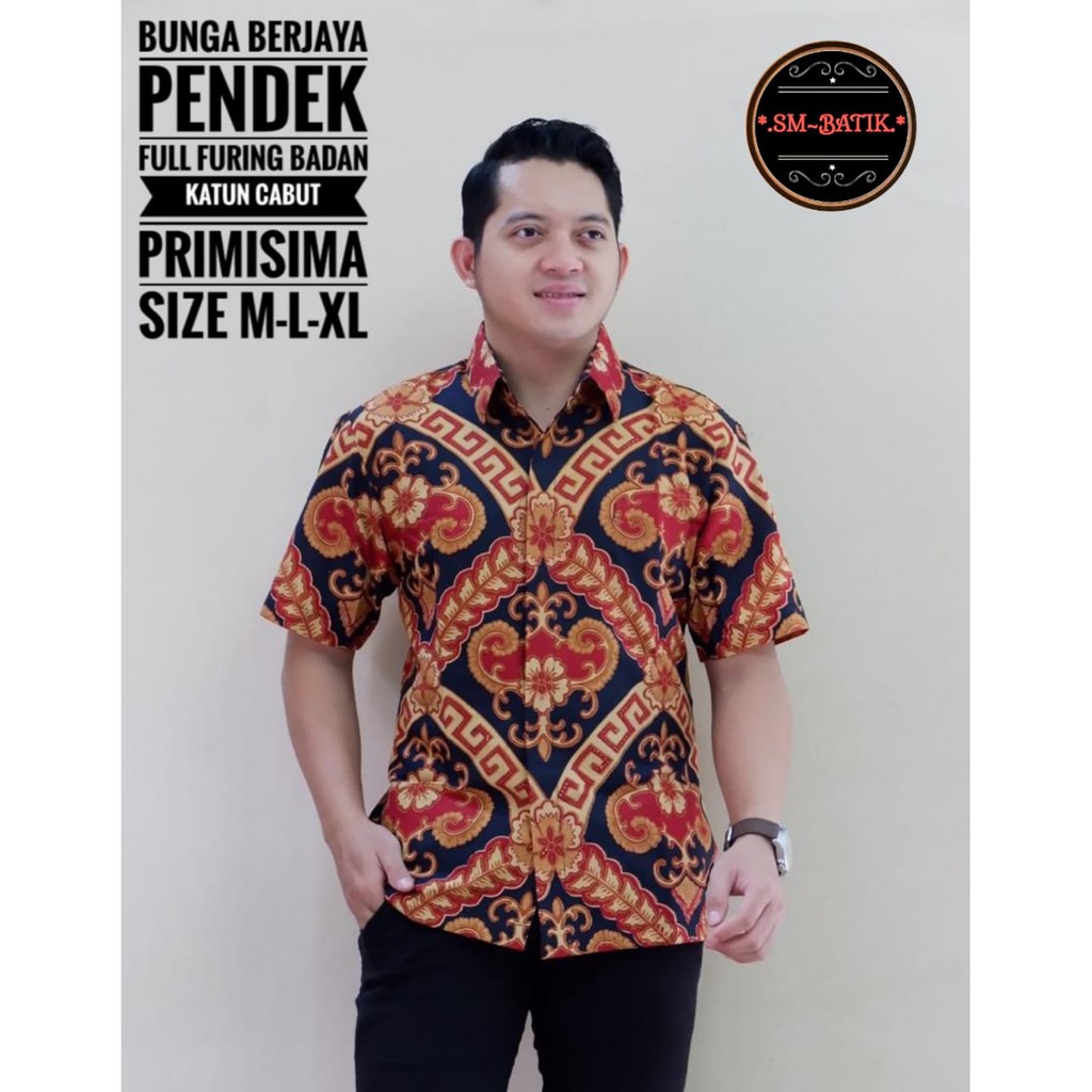 Kemeja Baju Batik Pria Lengan Pendek PREMIUM Modern LAPIS FURING Harga Produsen Murah BUNGA BERJAYA