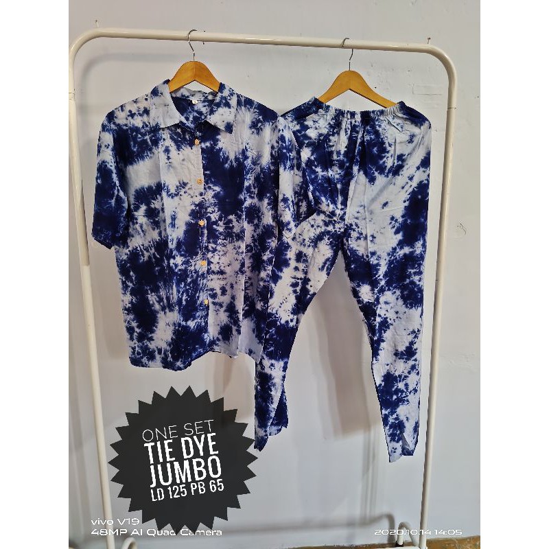 BAJU SETELAN TIE DIY JUMBO LGN PENDEK/ TIE DYE PRIA  WANITA KEKINIAN