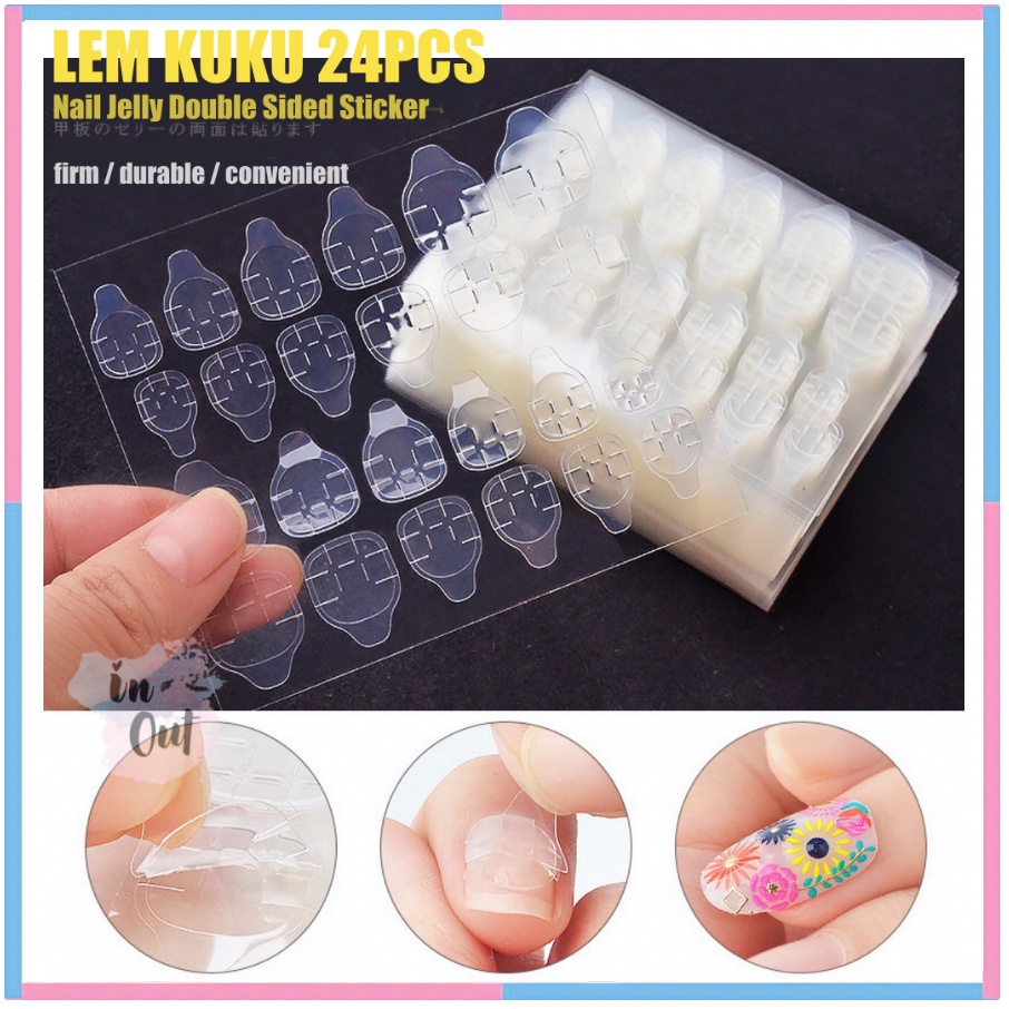 24pcs Lem kuku Palsu Double Tape / Nail Glue Gel Double Tape Kuat / Sticker kuku / silicone double tape kuku high quality KU003