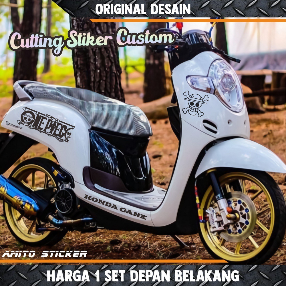 Bisa Custom Nama / Cutting Stiker Scoopy / Custom stiker cutting / Sticker Scoopy ONEPIECE Satu Set 