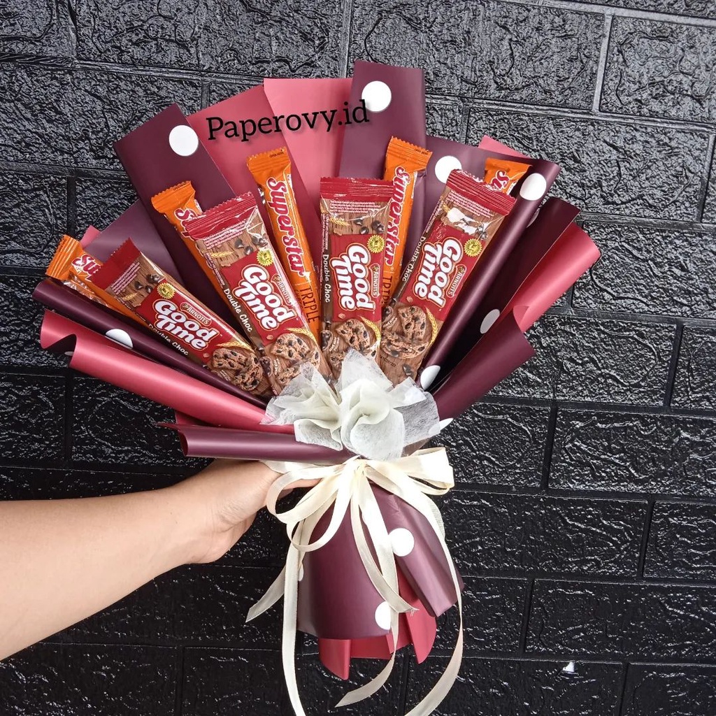 (Paperovy.id)  SNACK BOUQET SIMPLE MEDIUM 2  Buket bunga medium wisuda buket murah buket cantik buke