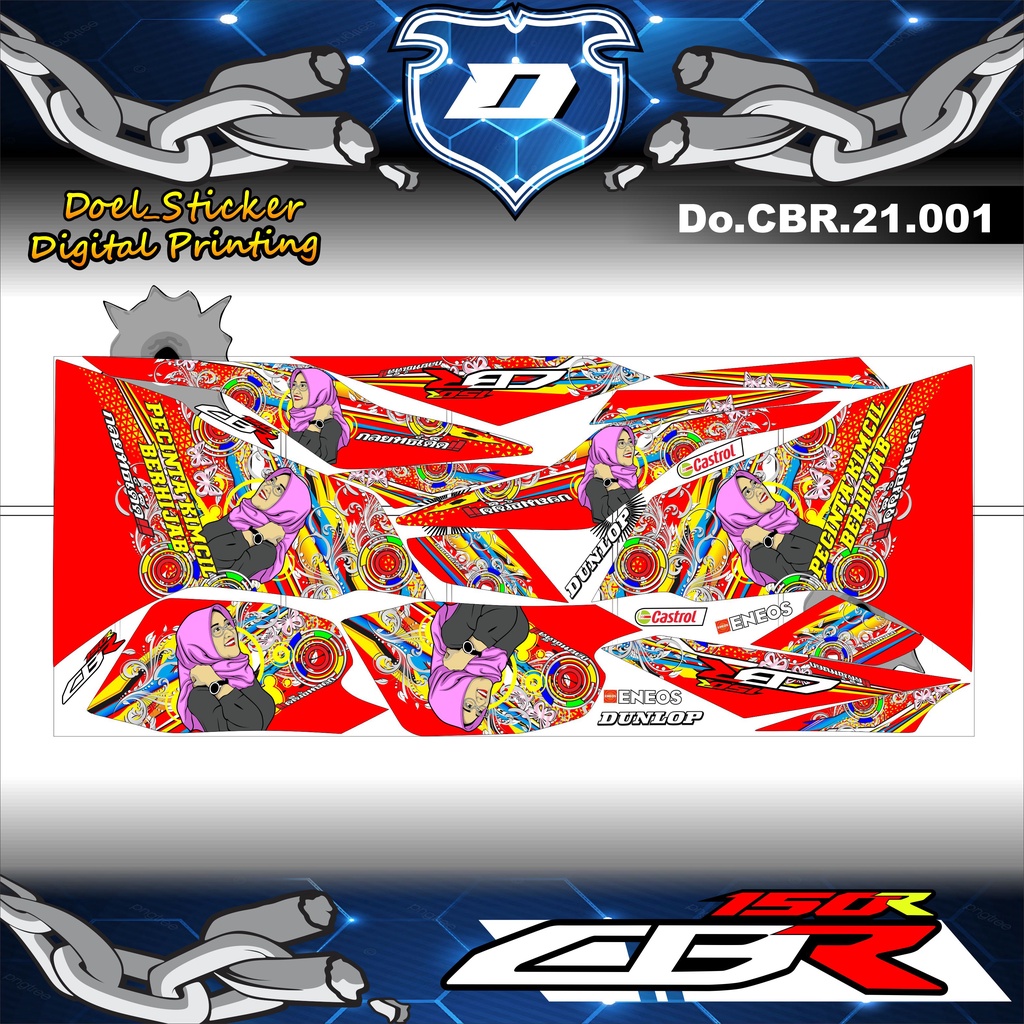 STRIPING CBR 2021 - STICKER STRIPING VARIASI HONDA CBR 150R NEW 2021 MOTIF THAILOOK 01