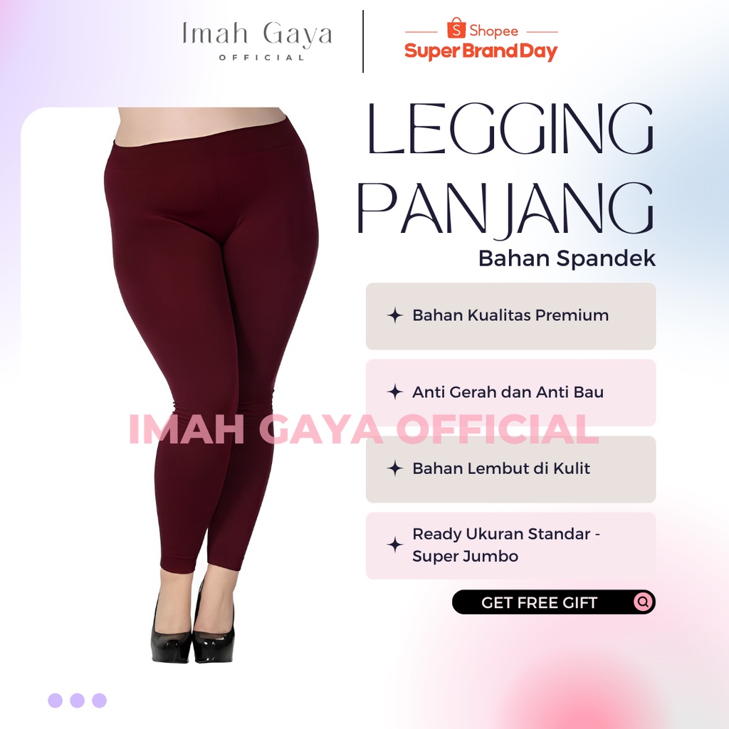 LEGGING PAJANG BAHAN LICIN SPANDEK PREMIUM JERSEY UKURAN Standar &amp; Jumbo Polos