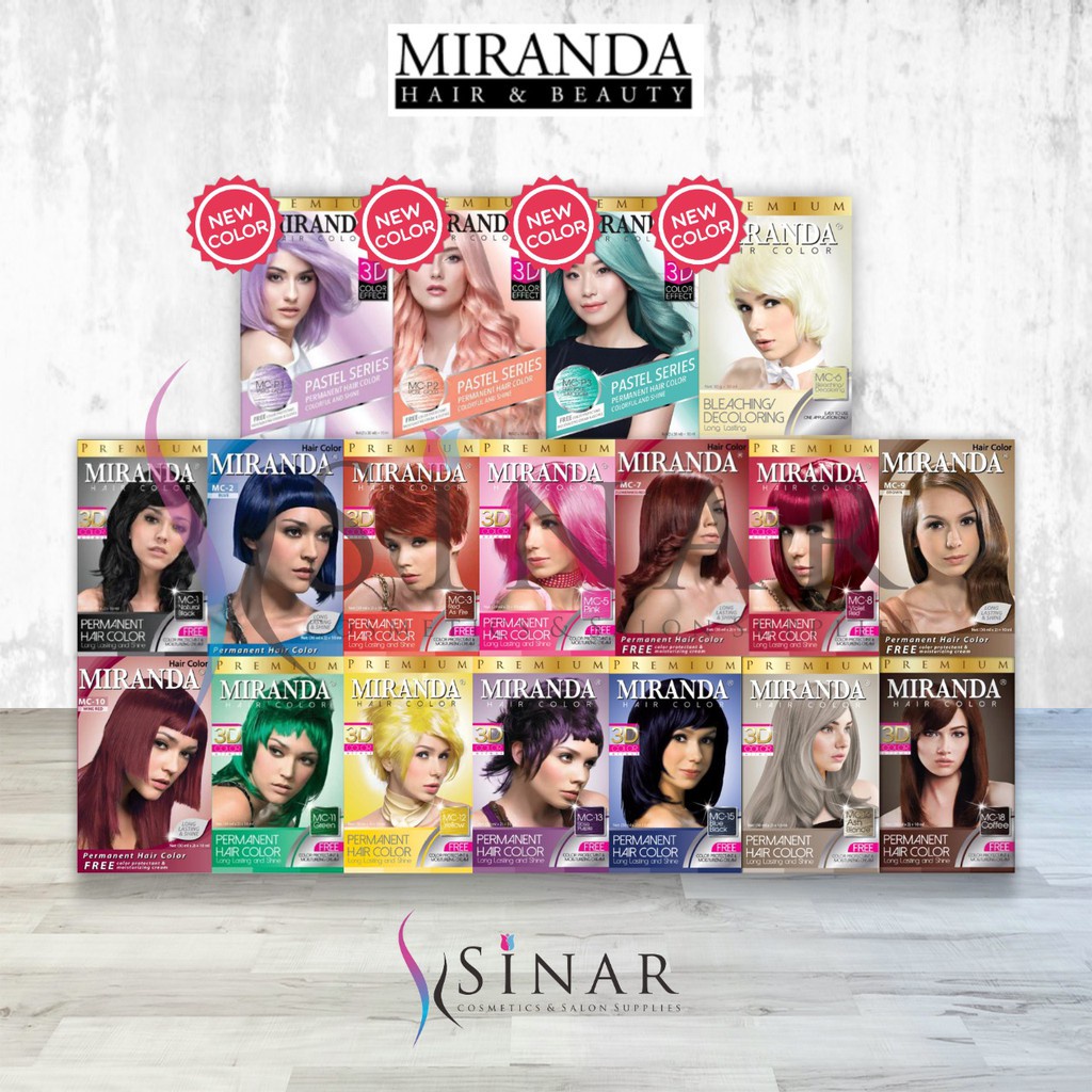 ✦SINAR✦ Miranda Hair Color Colour - Cat Semir Rambut (Kecil) | Miranda Hair Color Pastel Series Net 2×30 ml