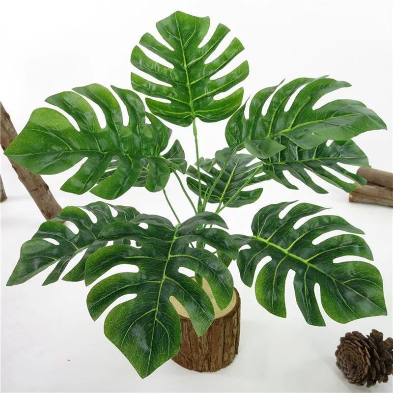 KB18 Daun Palsu Plastik Artificial Leaf Monstera Philodendron Besar Hiasan Dekorasi