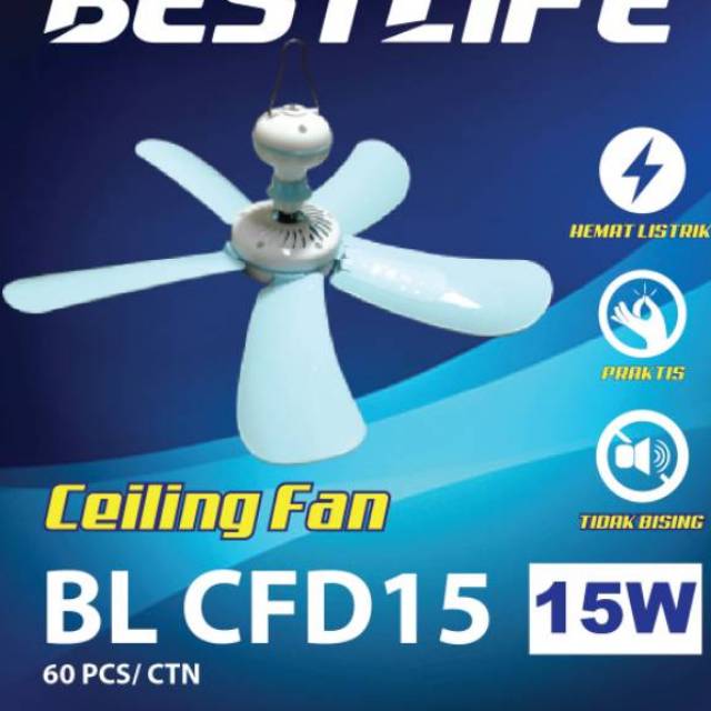Mini Ceiling Fan . Kipas Angin Gantung  kipas lagit lagit . kipas Baling baling / 15watt 5 baling . mk 950 25w 5 daun