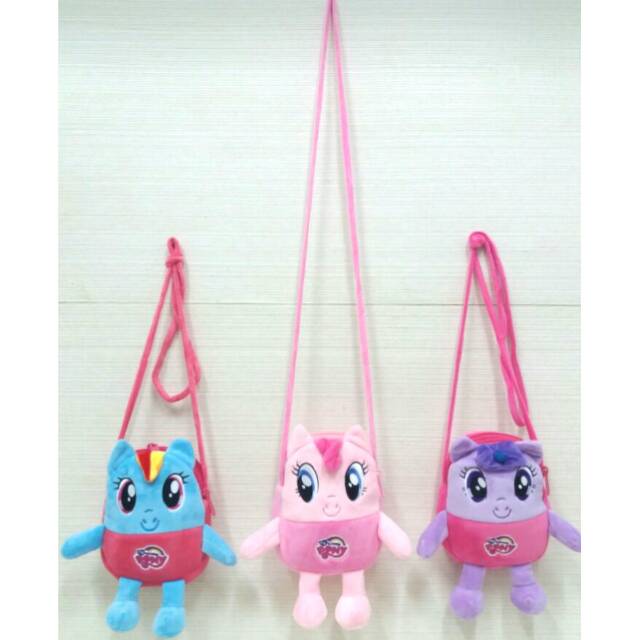 Tas Slempang anak boneka kuda pony pink ke rainbow bisa buat hp koin unicorn elmo cokies dompet